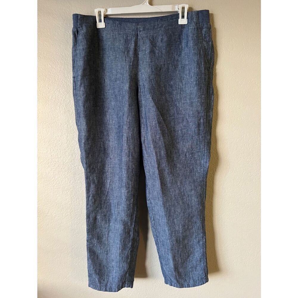 Like New! J. Jill Love Linen Classic Lightweight Chambray Pants in Medium Blue M